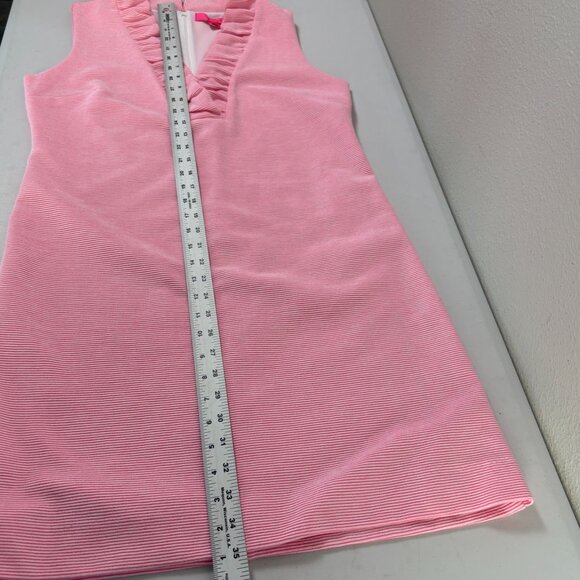 Lilly Pulitzer Tisbury Sleeveless Shift Dress Size L Pink Stripe V Neck Preppy - Picture 8 of 10